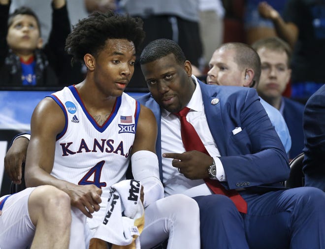Kansas assistant coach Jerrance Howard was picked by ESPN as one of top coaches under 40 years old in college basketball. [Chris Neal/The Capital-Journal]